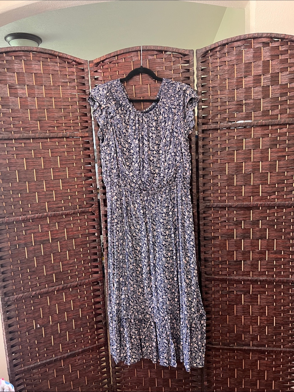 Universal Thread Blue Floral Maxi Dress with Ruffle Sleeves